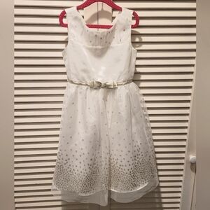 Jona Michelle Elegant White and Silver Kids Dress